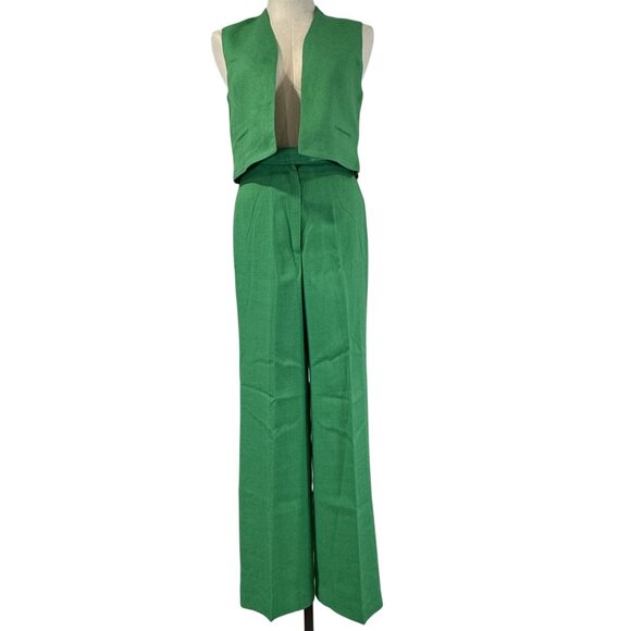 JH Collectibles Pants - Vintage JH Collectibles Womens 8-11 Kelly Green Vest and Wide-Leg Pantsuit Set
